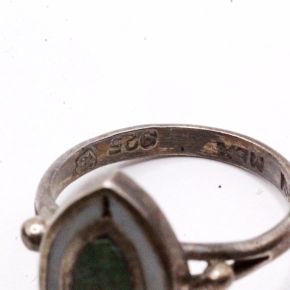 Carsi Mexico Sterling Silver Turquoise Mother of Pearl Inlay Ring - Picture 6 of 6